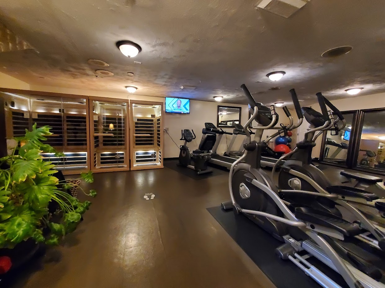 The fitness room and infrared saunas